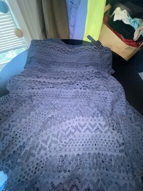 Lace Overlay Tankini in Navy